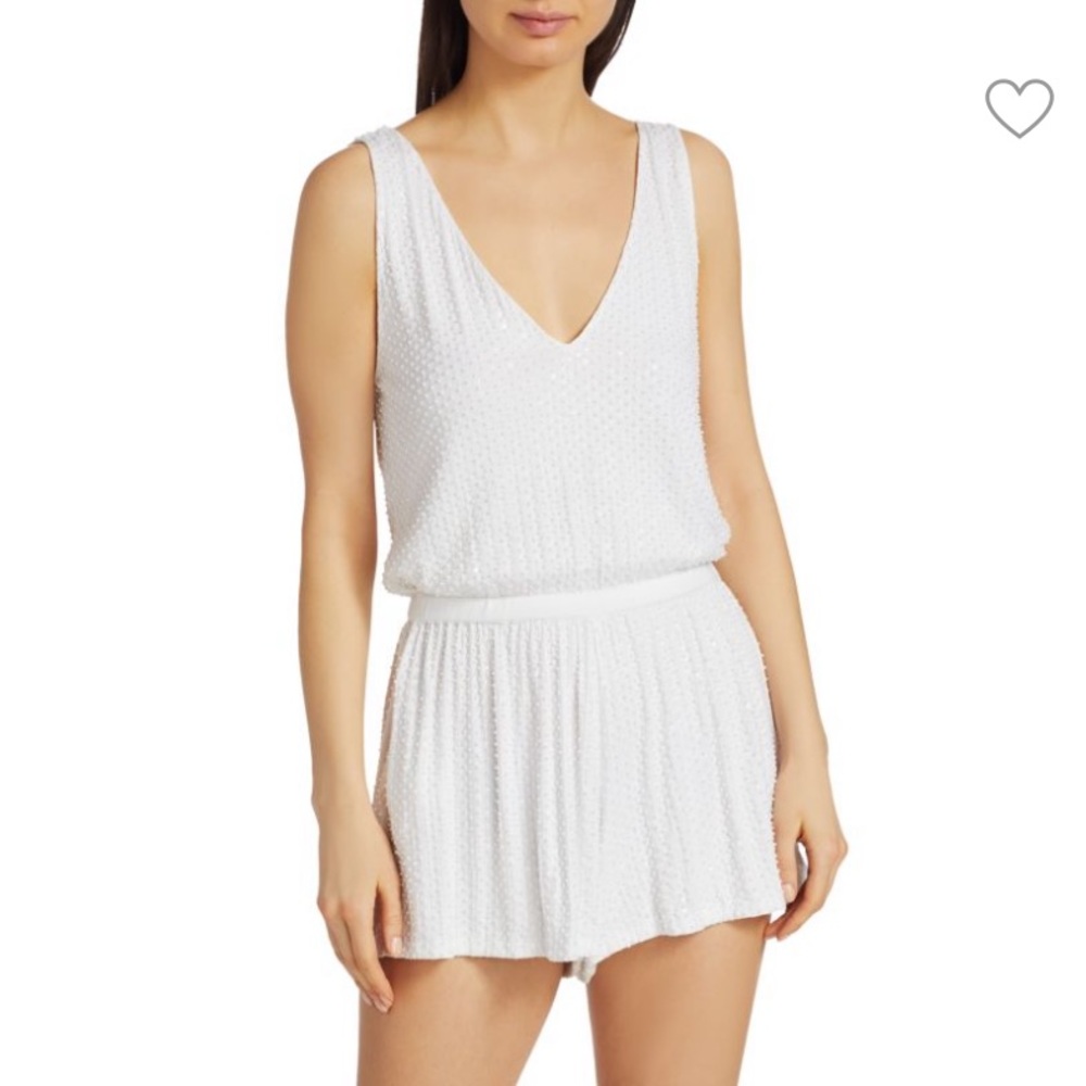 Ramy Brook White Beaded Romper